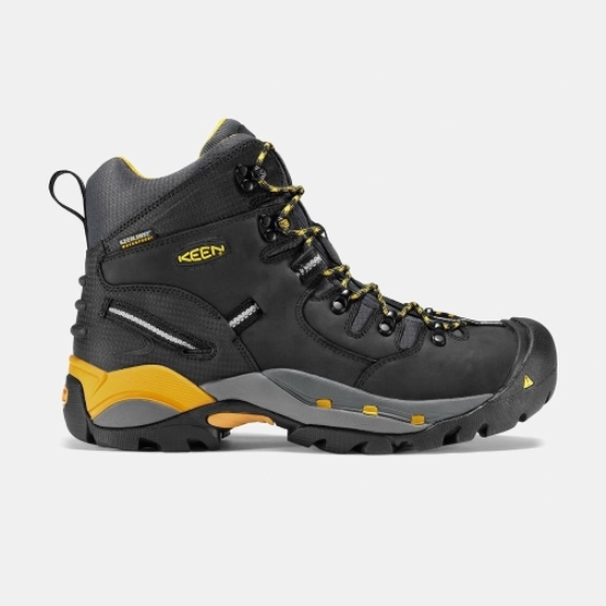 Black Men's Keen Pittsburgh 6 Steel Toe Work Boots | 06287HOCX