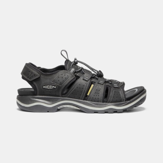 Black Men's Keen Rialto Open Toe Sandals | 93750EYSV