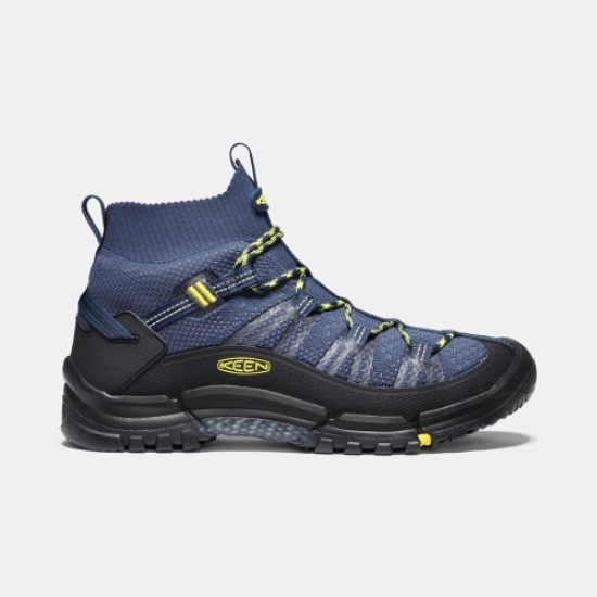 Blue Yellow Black Men's Keen Axis Evo Mid Hiking Boots | 09312QMLB