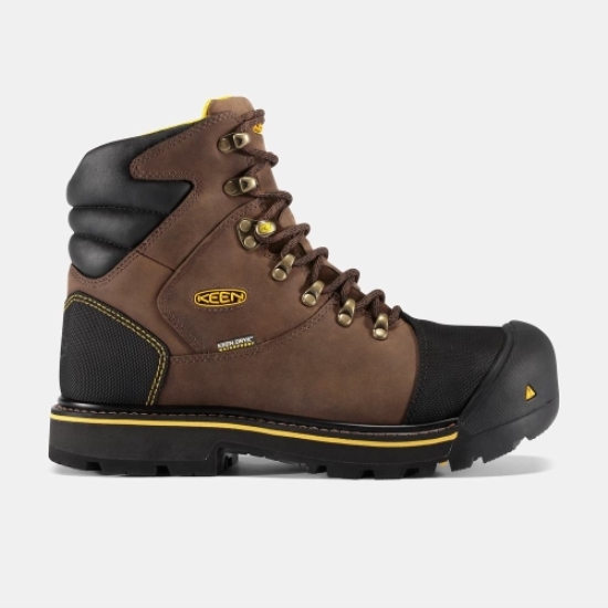 Brown Black Men's Keen Milwaukee Waterproof Steel Toe Work Boots | 32179PFMK