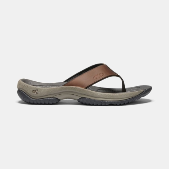 Brown Grey Men's Keen Kona Flip Premium Flip-Flops | 67931SFVR