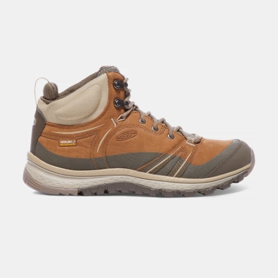 Brown Khaki Women's Keen Terradora Leather Waterproof Mid Hiking Boots | 37584RWXT