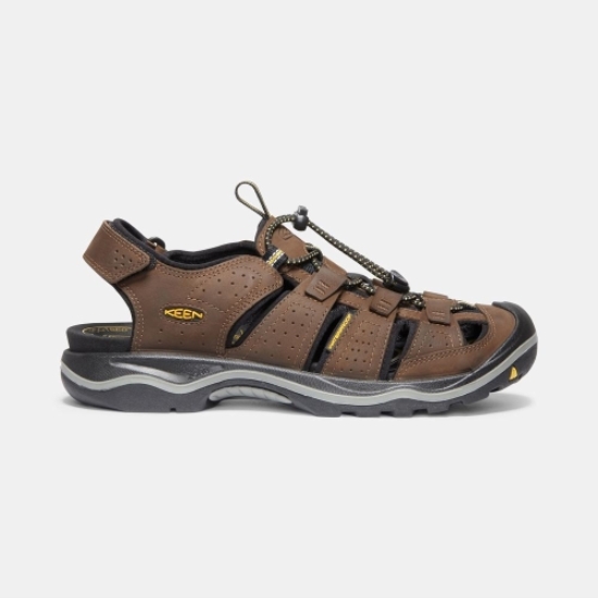 Brown Men's Keen Rialto II Leather Hiking Sandals | 09635VQXR