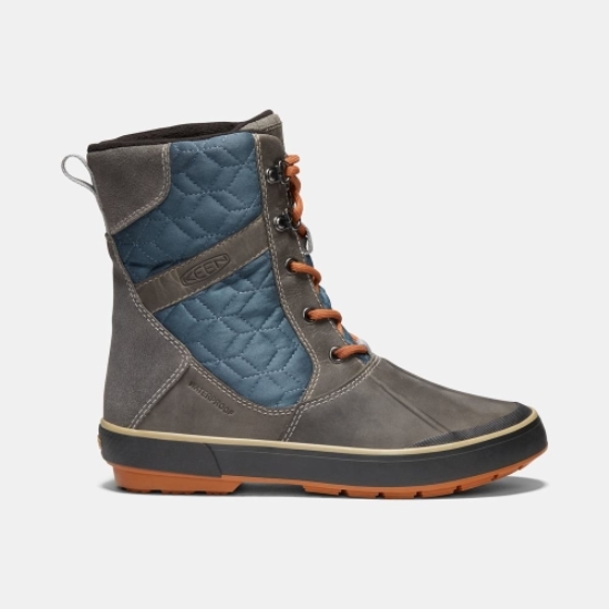 Deep Grey Blue Women's Keen Elsa II Waterproof Quilted Winter Boots | 61438OQCU