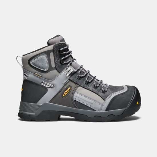 Grey Black Men's Keen Davenport 6 Insulated Waterproof Composite Toe Work Boots | 78651BPLS